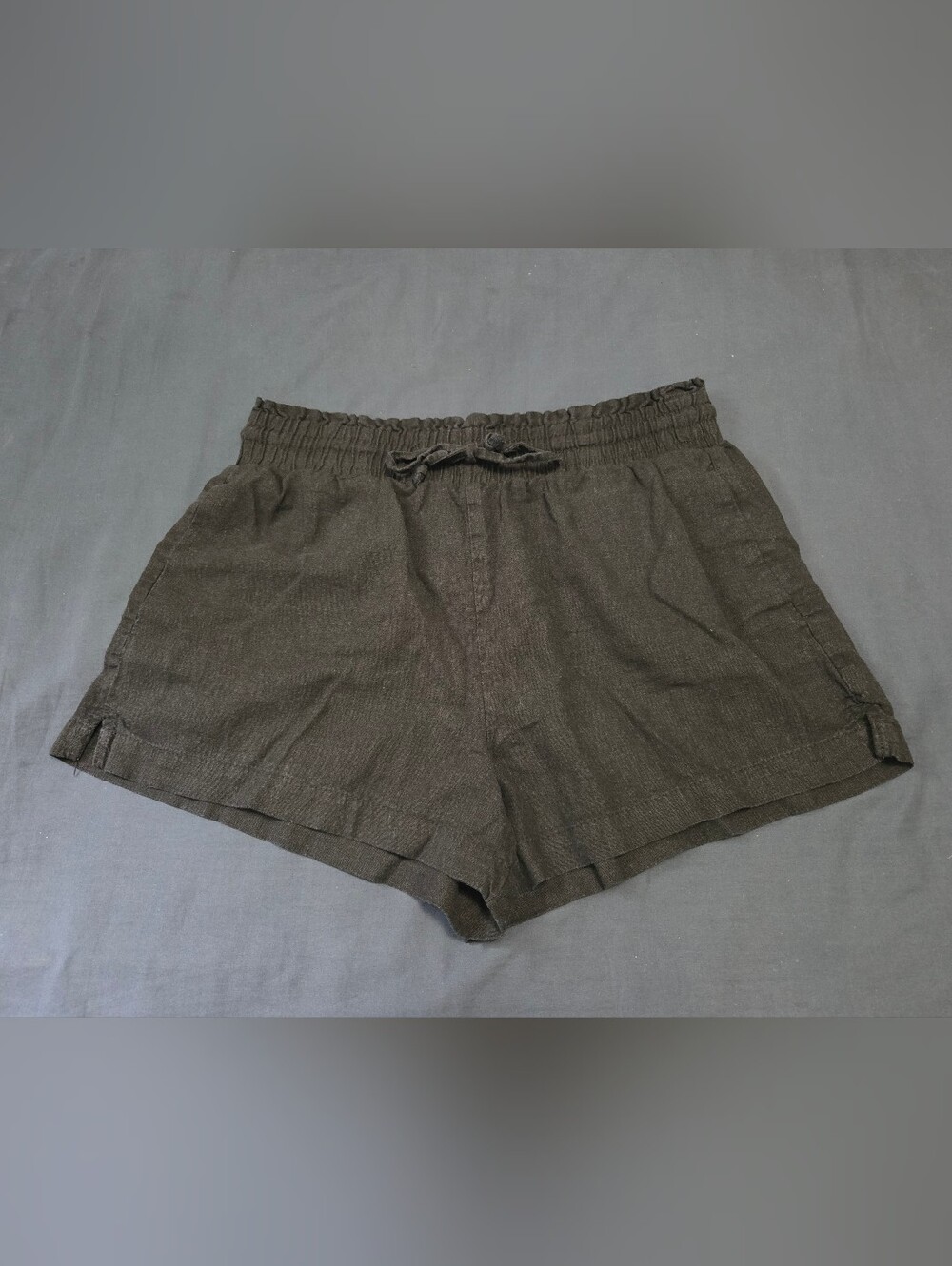 Aeropostale Black High-Waist Drawstring Linen Shorts